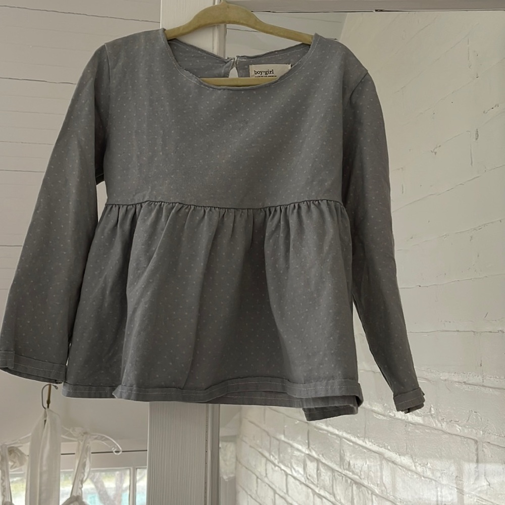 Boy + Girl soft organic cotton pale blue dot top 4T